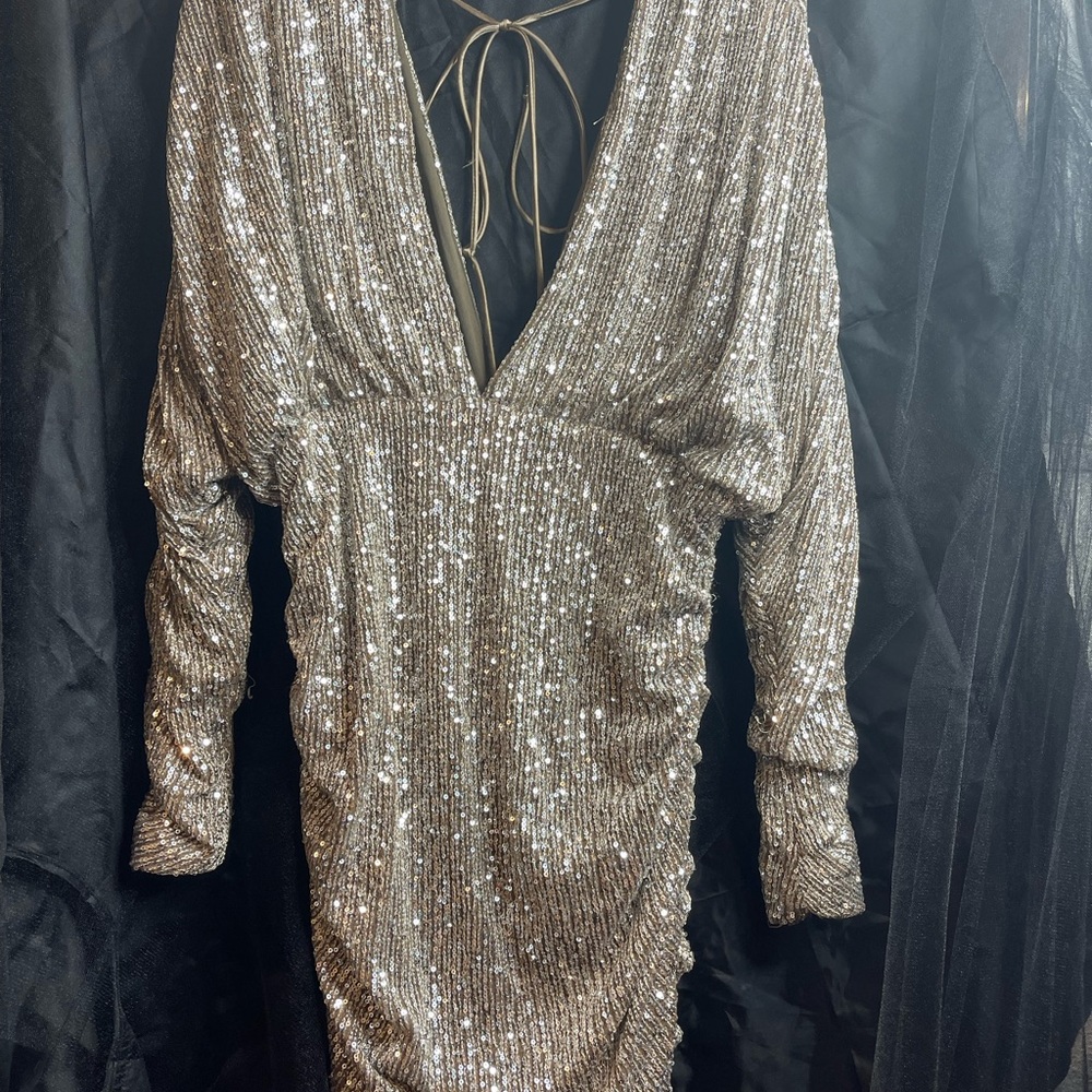 Long sleeve sequence dress